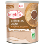 BABYBIO 5 CÉRÉALES CACAO RIZ, BLÉ, AVOINE, SEIGLE, QUINOA dès 6 mois