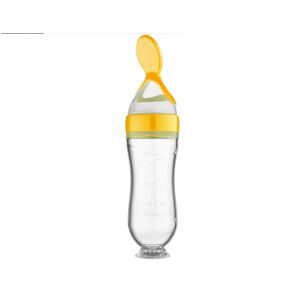 Biberon Silicone avec cuillère 90 ml - Jaune