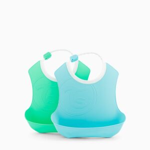 TWISTSHAKE Bavoir enfant réceptacle 4 m+ pastel Bleu/Vert lot de 2