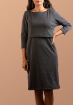 Robe de grossesse et allaitement motif Jaquard GRIS FONCÉ