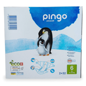 Pingo Couches Écologiques Taille 6 Jumbo - (15-30Kg) boîte de 2x32 Unités