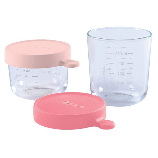 Beaba Coffret 2 portions verre 150ml pink / 250ml dark pink