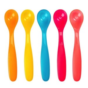 Badabulle Lot De 5 Cuillères 1er Age Silicone - rouge