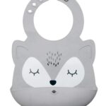 Tiny Twinkle Bavoir en silicone Renard Gris 4+