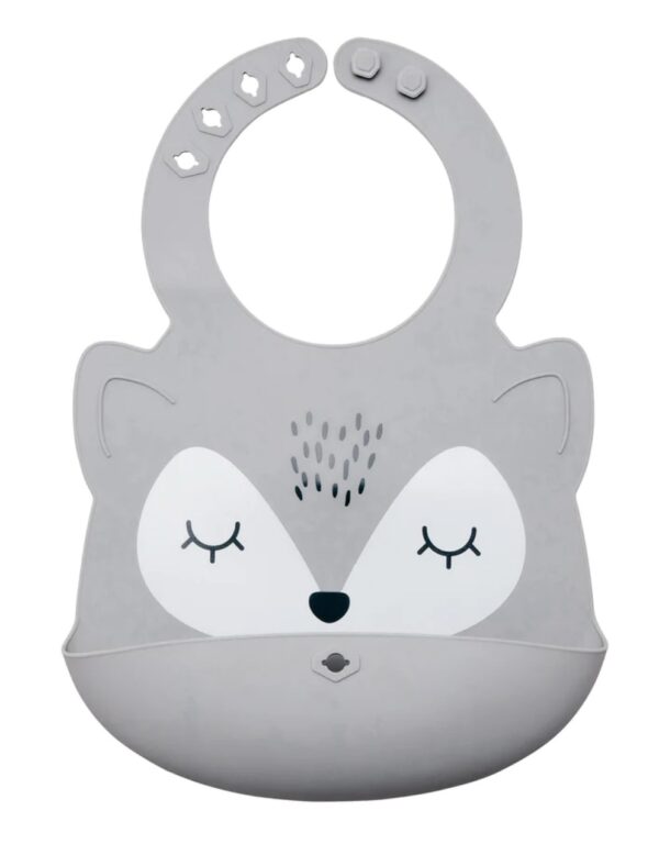 Tiny Twinkle Bavoir en silicone Renard Gris 4+