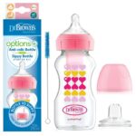 Dr. Brown’s OPTIONS+ WIDE-NECK BABY BOTTLE WITH SIPPY SPOUT 2-IN-1 TRANSITION KIT Rose 270 ml ( compatible avec l’allaitement)