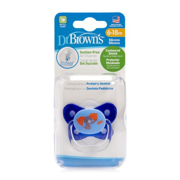 DR.BROWN'S Sucette PreVent BUTTERFLY SHIELD - Étape 2, Bleu, 1 Paquet