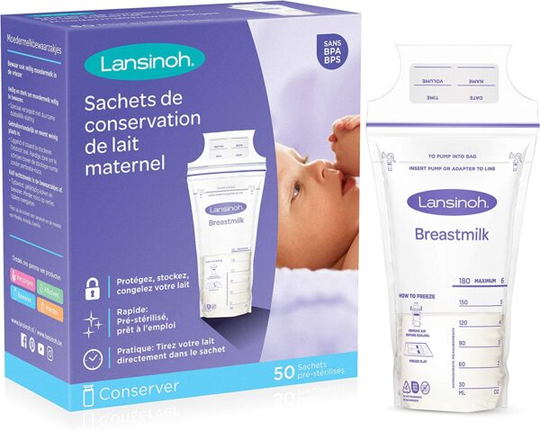 Lansinoh 50 Sachets de conservation du lait maternel pré-stérilisés