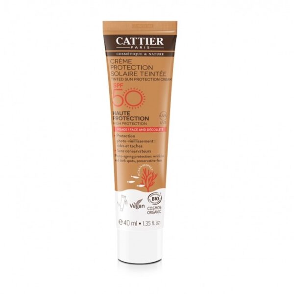 CATTIER BIO CRÈME PROTECTION SOLAIRE SPF 50 TEINTÉE – VISAGE ET DÉCOLLETÉ - 40ML