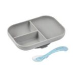 Béaba Set Repas Silicone avec ventouse 2 Pièces Gris +6 mois