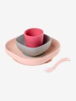 Béaba Set Repas Silicone Rose - 4 Pièces +6 mois