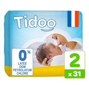 TIDOO Pack 31 couches t2 3-6kg hypoallergéniques nature