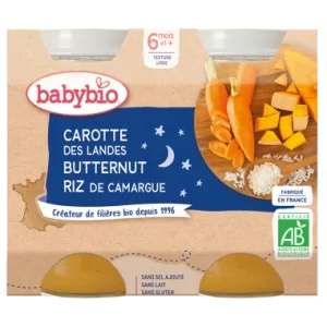 Babybio Carotte Courge Butternut & Riz 2x200g 6m+