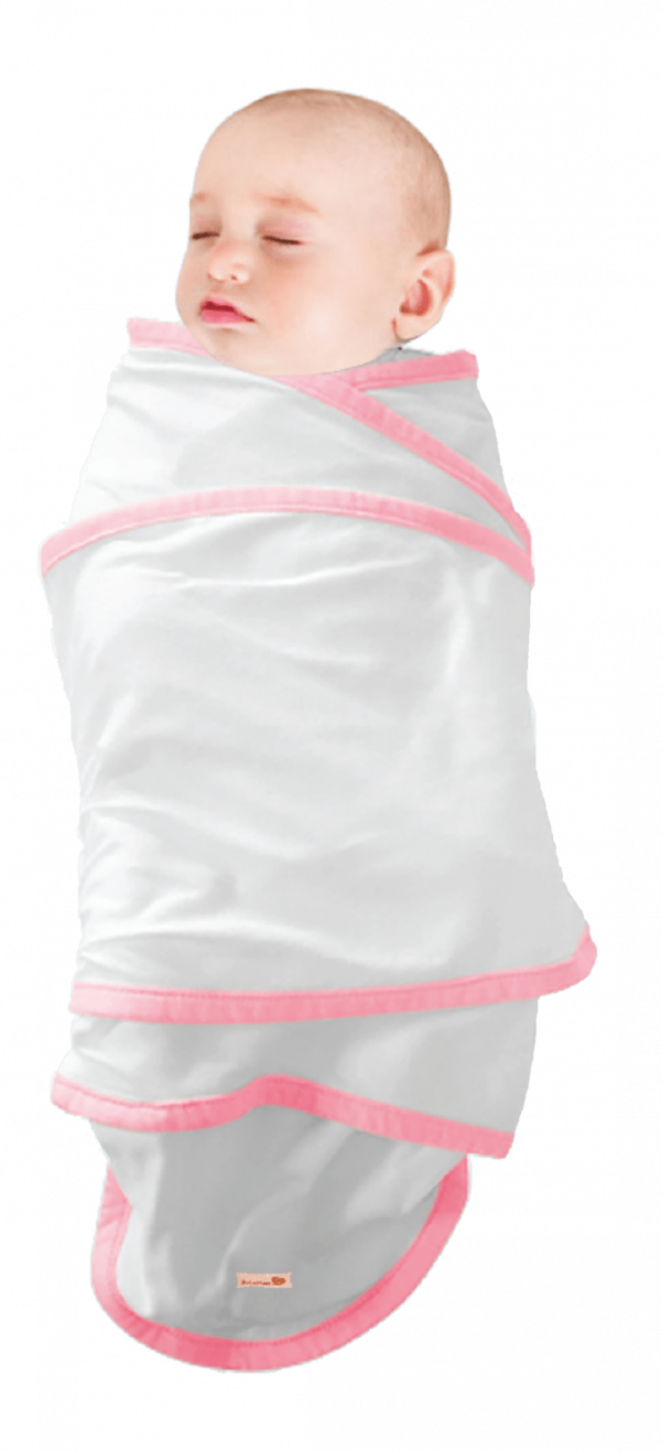 Couverture d'emmaillotage pour nouveau-né 100% coton + bonnet Rose et blanc