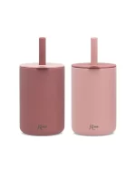 Kiokids 2 Verres En Silicone Avec paille - Rose