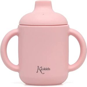 KIOKIDS TASSE EN SILICONE ROSE AVEC POIGNÉES 120 ML 4M+