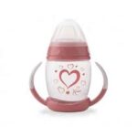 KIOKIDS TASSE D'APPRENTISSAGE STEP 1 CŒURS - ROSE 6M+ 270 ML BPA FREE