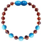 Bracelet d’ambre turquoise et cognac 14 cm