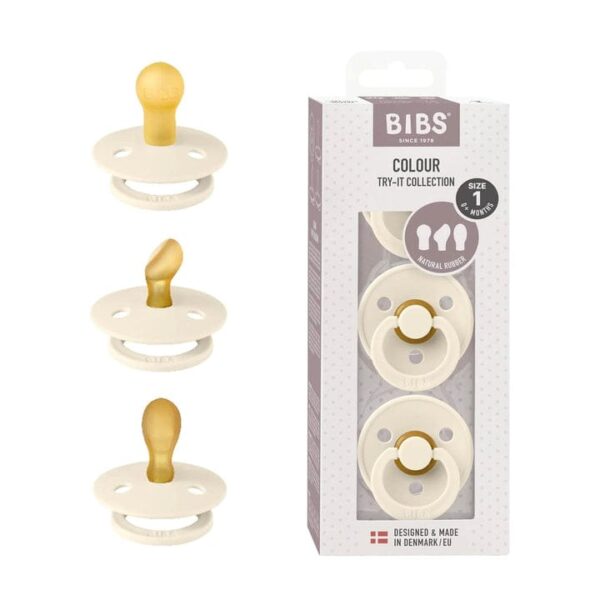 BIBS Lot de 3 Sucettes Bibs New Baby Try-It Collection - Ivory