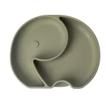 YUMMY Assiette Éléphant en Silicone avec Ventouse 4M+ vert olive