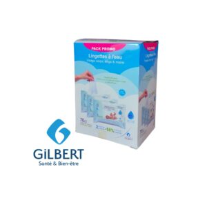 Lot de3 lingettes nettoyantes Gilbert Water Wipes 70 unités