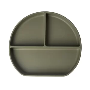 YUMMY Assiette en Silicone Multi-Compartiments avec Ventouse 4M+ Vert Olive