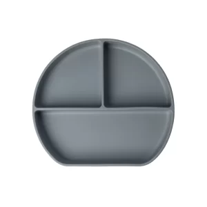 YUMMY Assiette en Silicone Multi-Compartiments avec Ventouse 4M+ GRIS